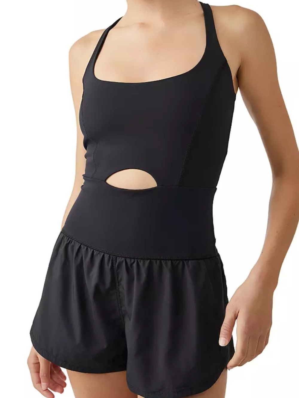 FP Movement by Free People Black Cutout Athletic Bodysuit